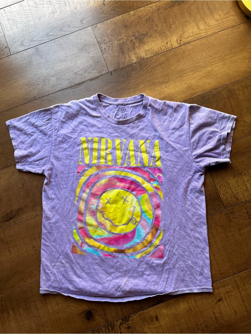 NIRVANA Lavender Tie-Dye Smiley Logo Tee